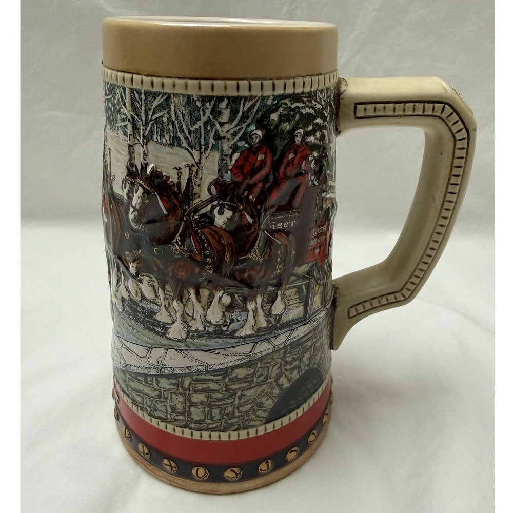 Vintage 1988 Budweiser Holiday‎ Beer Stein Cobblestone Passage Collector Mug